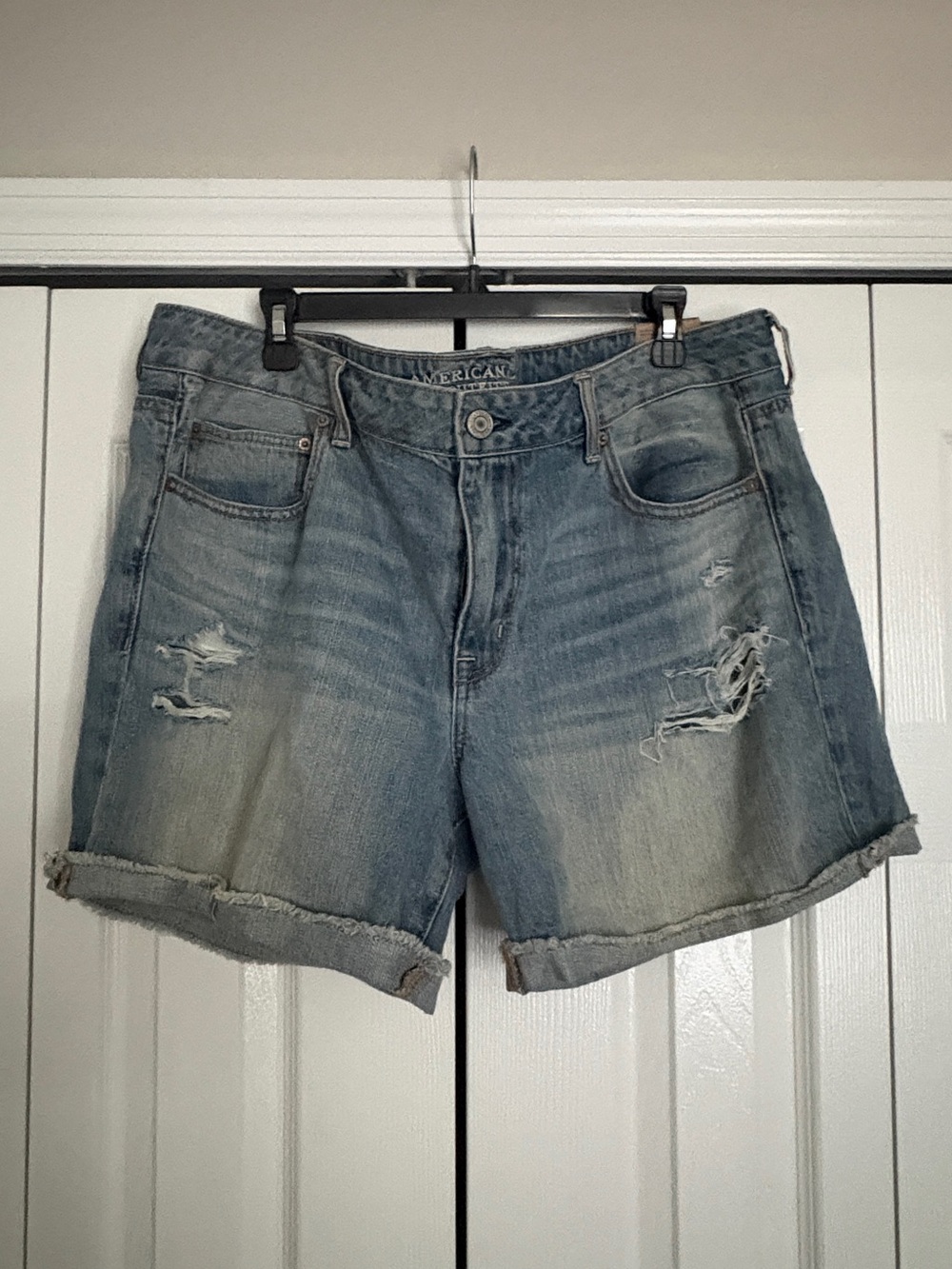 American Eagle Outfitters Light Blue Distressed Denim Shorts
